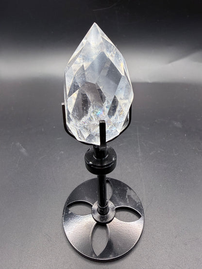 Clear Quartz Polyhedron on Rotating Stand