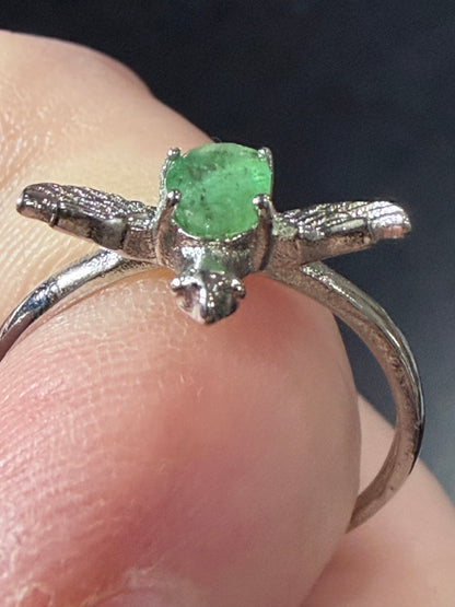 Adjustable Green Aventurine Bird Ring