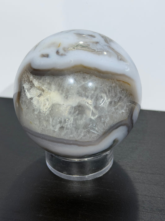 Moss Agate Druzy Sphere – 225g | 5.5cm