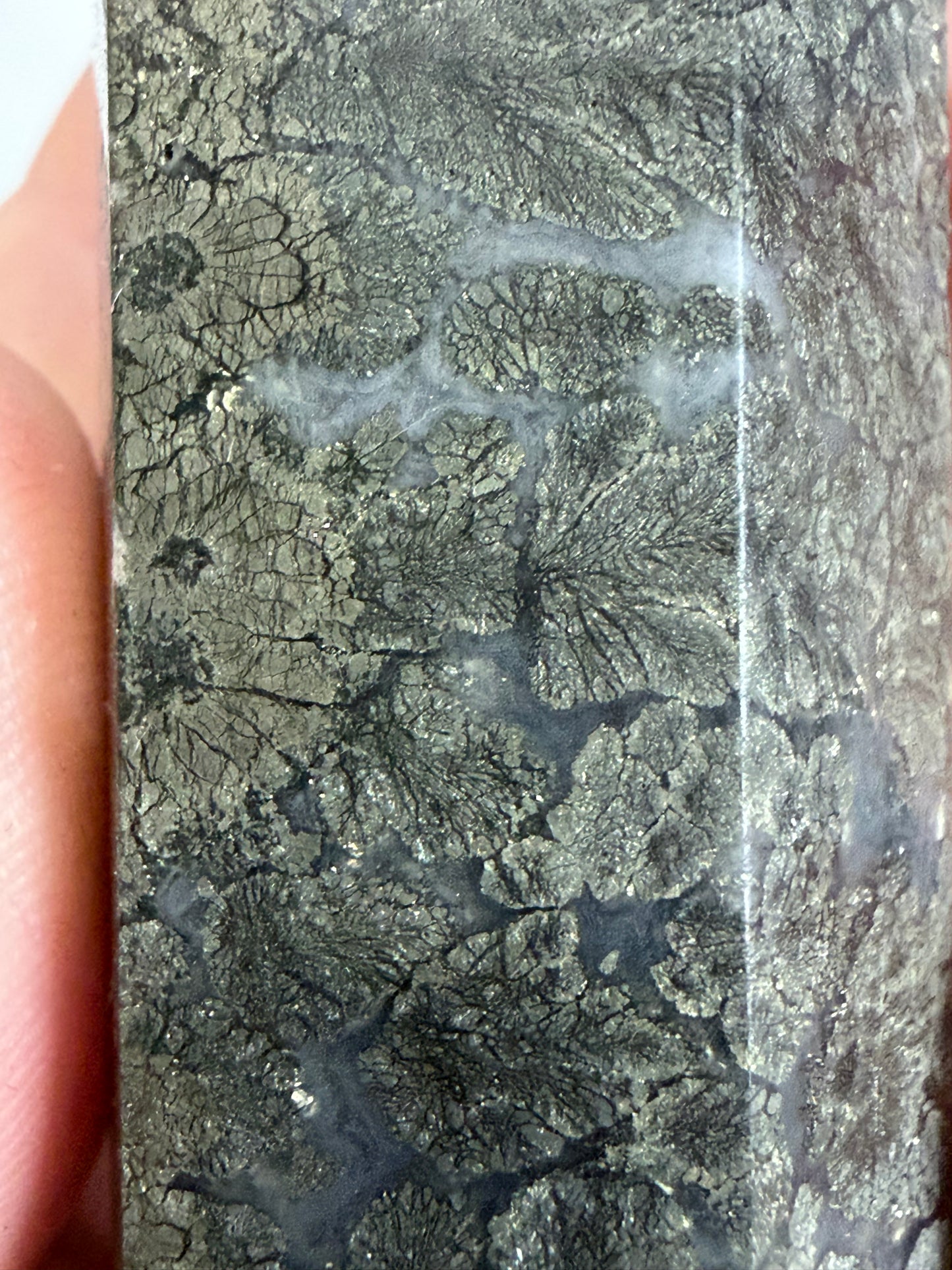Marcasite in Agate Crystal Tower – 10cm | 133g