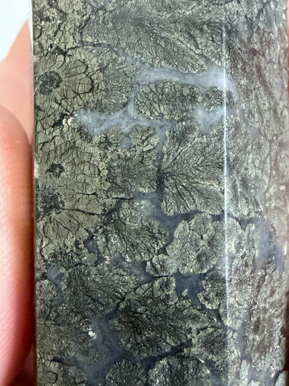 Marcasite in Agate Crystal Tower – 10cm | 133g