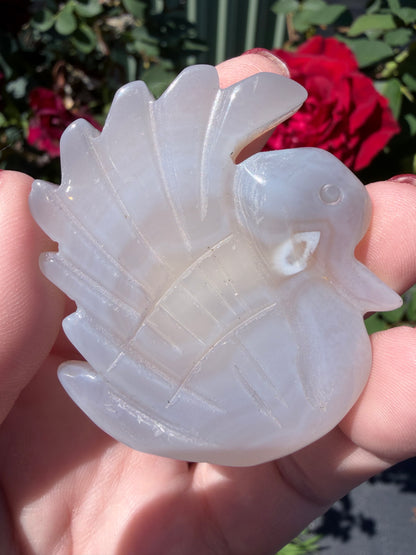 White Druzy Agate Swan – Self Standing | 5.5 cm