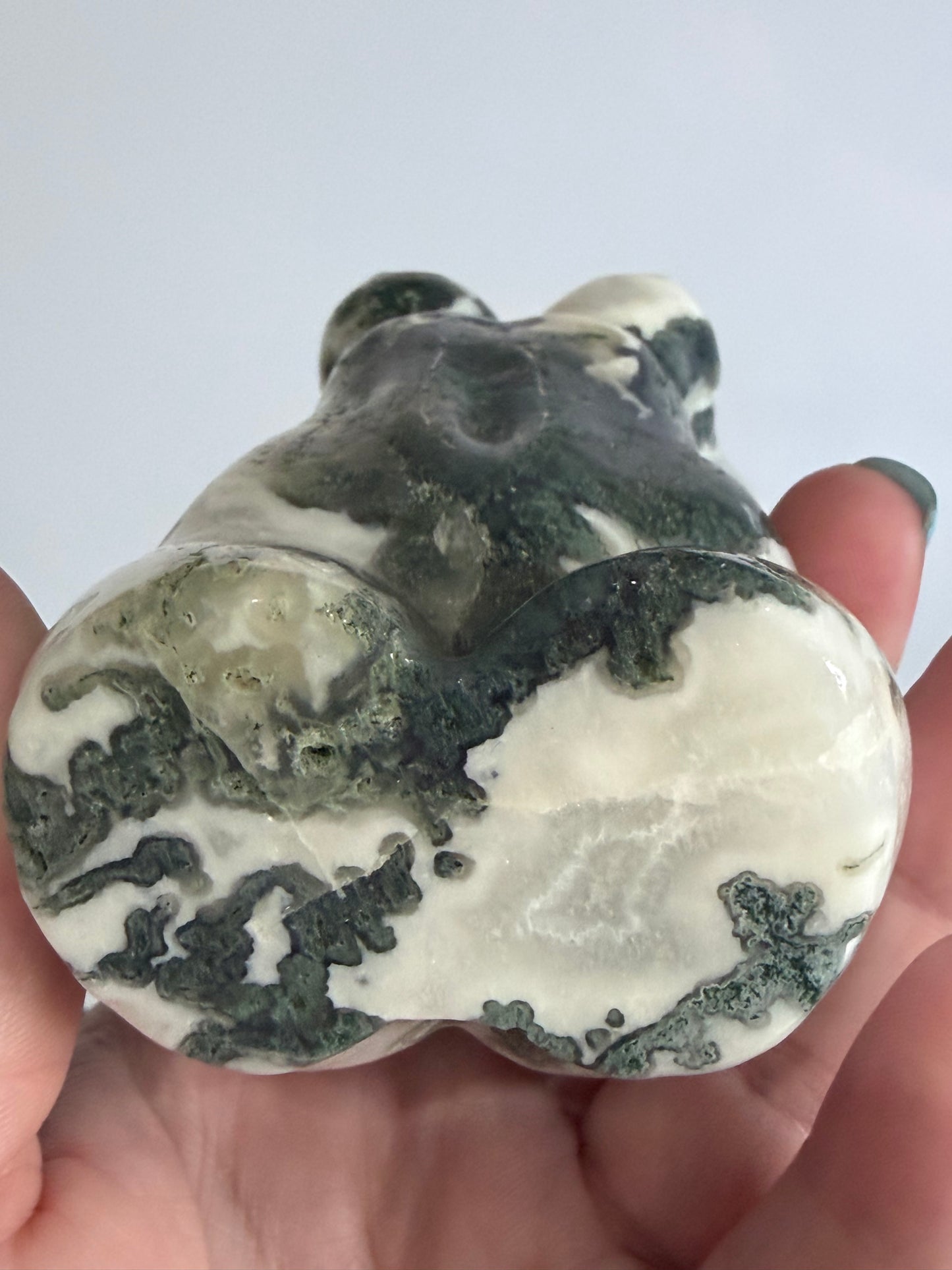 Moss Agate Goddess Statement Torso Carving – 544g - 12.5cm
