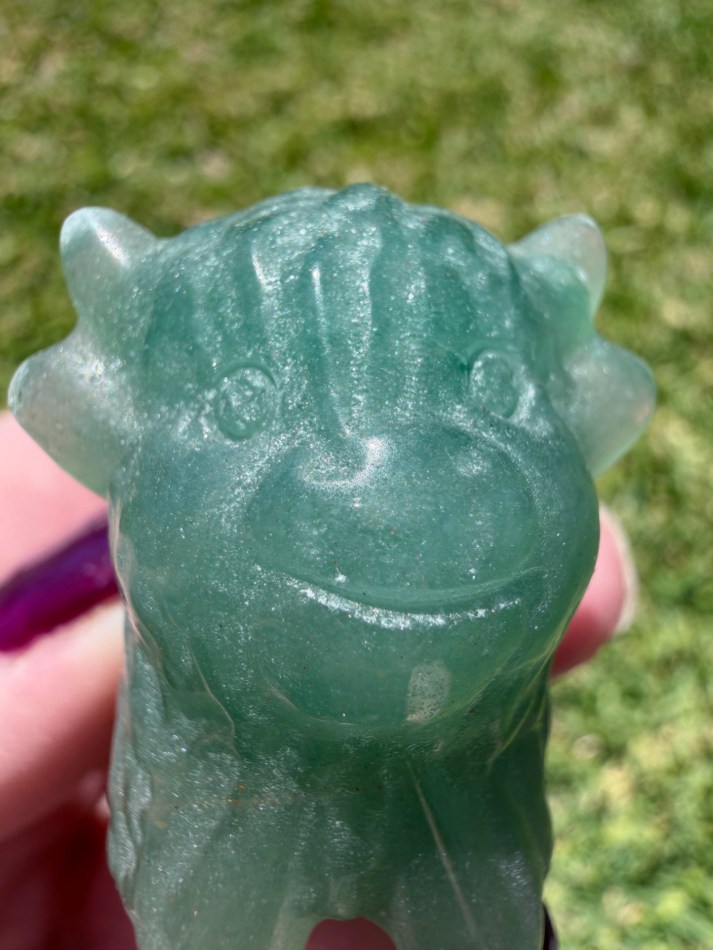 Green Aventurine Highland Cow Carving