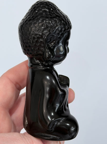 Black Obsidian Buddha Crystal Carving – 10cm