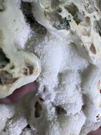 Unique Moss Agate Druzy Heart with Stand