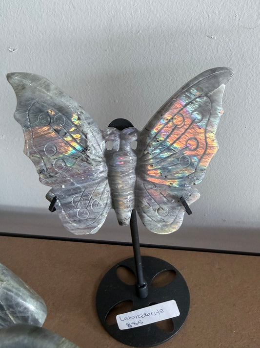 Rainbow Labradorite Butterfly on Stand