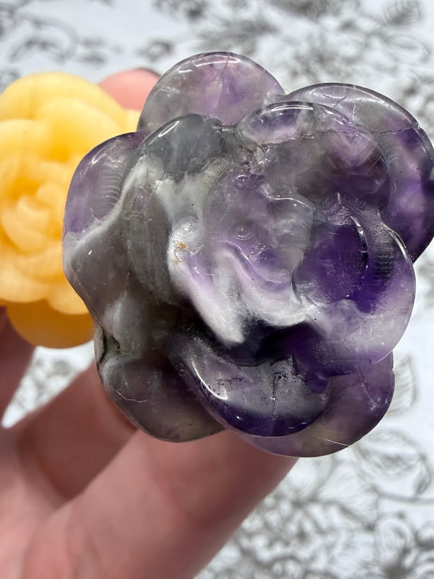 Dream Amethyst & Honey Calcite Crystal Double Rose Stem (20cm)