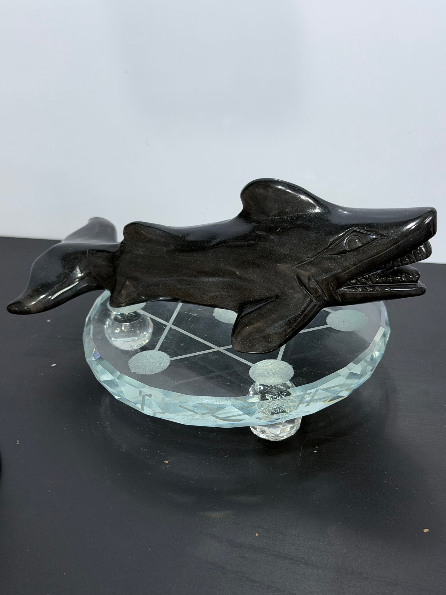 Silver Sheen Obsidian Shark Carving 323g | 17cm