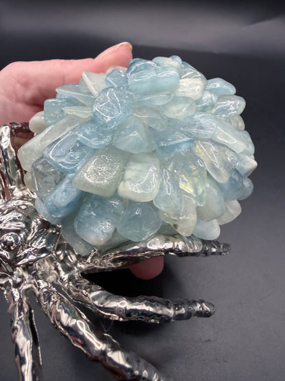 Aquamarine Crystal Spider Lamp