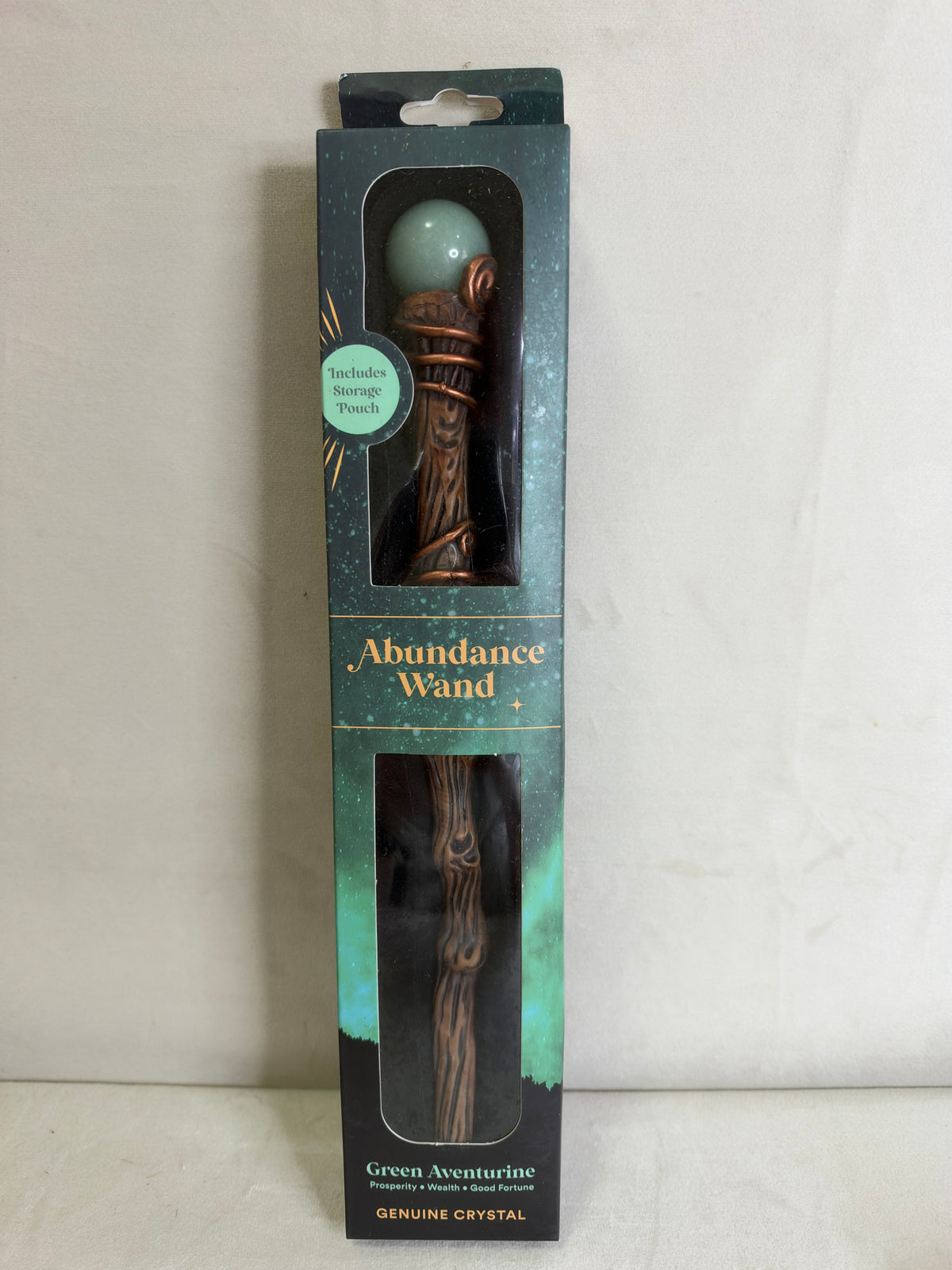 Green Aventurine Abundance Wand with Storage Pouch