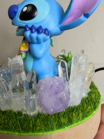 Stitch Crystal Garden USB Lamp – Approx. 11 cm Base