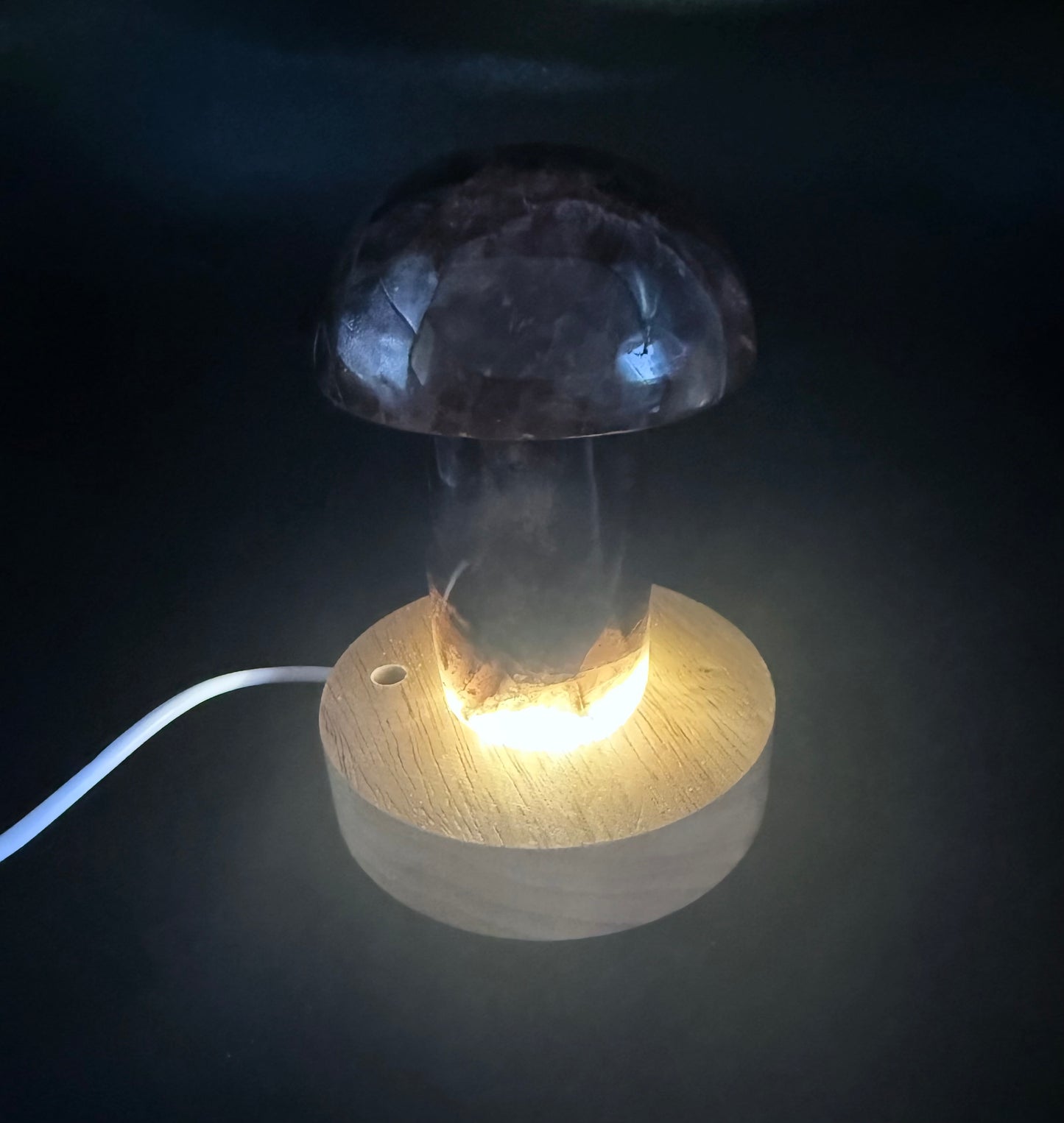 Red Fire Quartz in Smoky Quartz Mushroom
