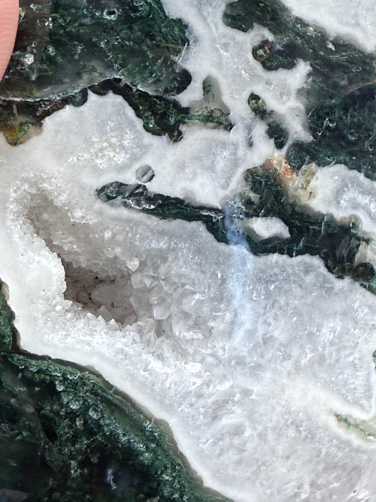 Moss Agate Freeform with Druzy Caverns