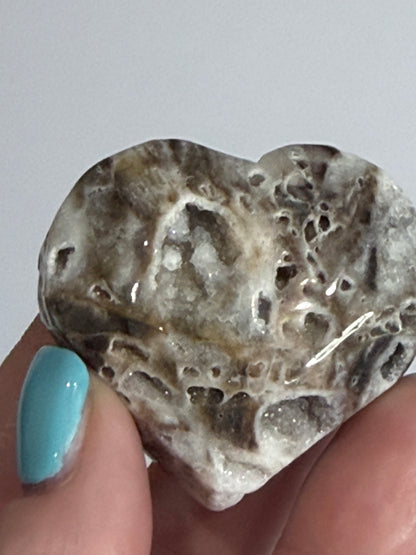 Sphalerite Free-Standing Heart with Druzy F - 4.6cm