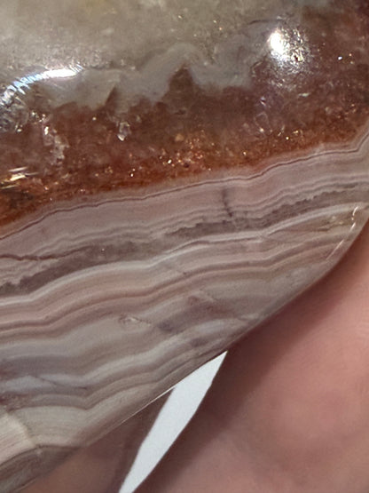 Amethyst & Banded Agate Heart 93g | 6.3 × 5.7 cm | Self-Standing G