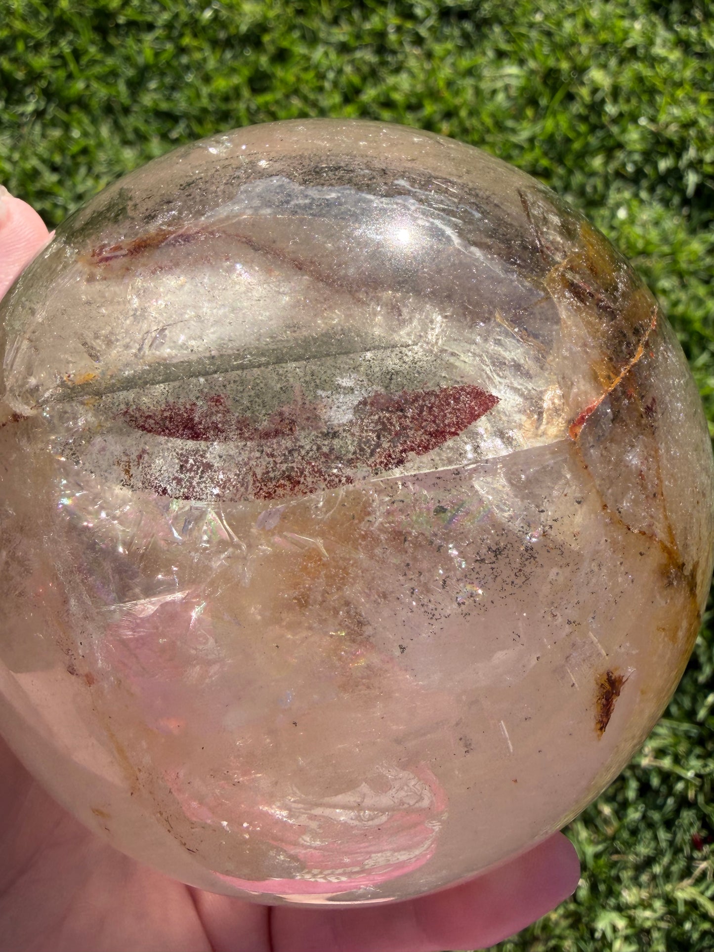 Large Garden Quartz (Lodolite) Sphere with Light Base – 11cm | 1.7kg