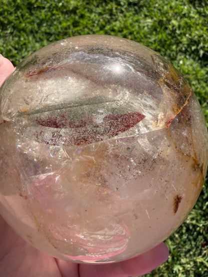 Large Garden Quartz (Lodolite) Sphere with Light Base – 11cm | 1.7kg