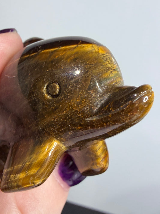 Tiger’s Eye Dolphin Carving 7.6cm