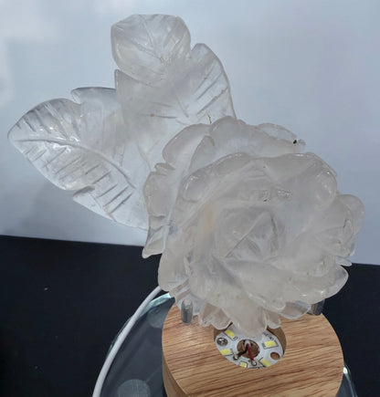 Rose Quartz Rose Carving with Light Base – 14.5 × 8.5 cm | 457g