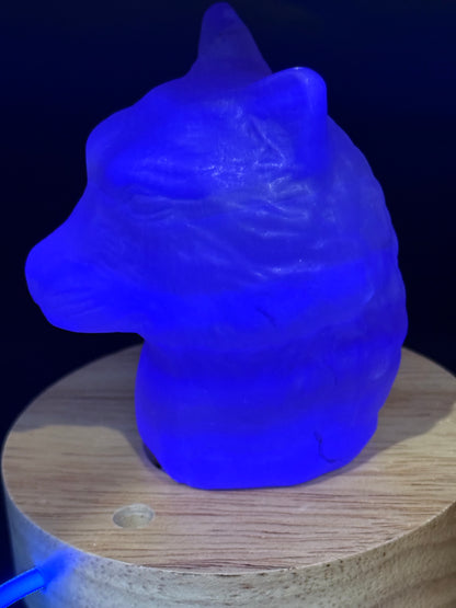 Rainbow Fluorite Wolf Head (UV Reactive) | 7cm