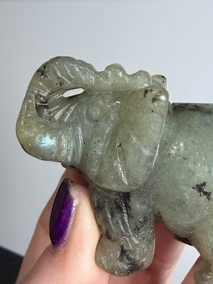 Labradorite Elephant Carving