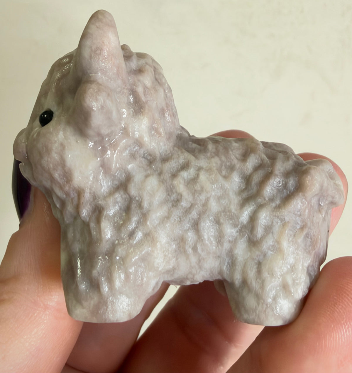 Blush Pink & Cream Highland Cow Carving – 5–6 cm