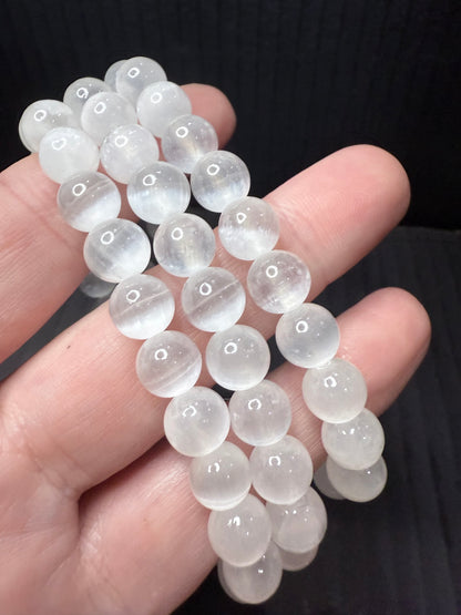 Selenite/Satin Spar Bracelet 8mm