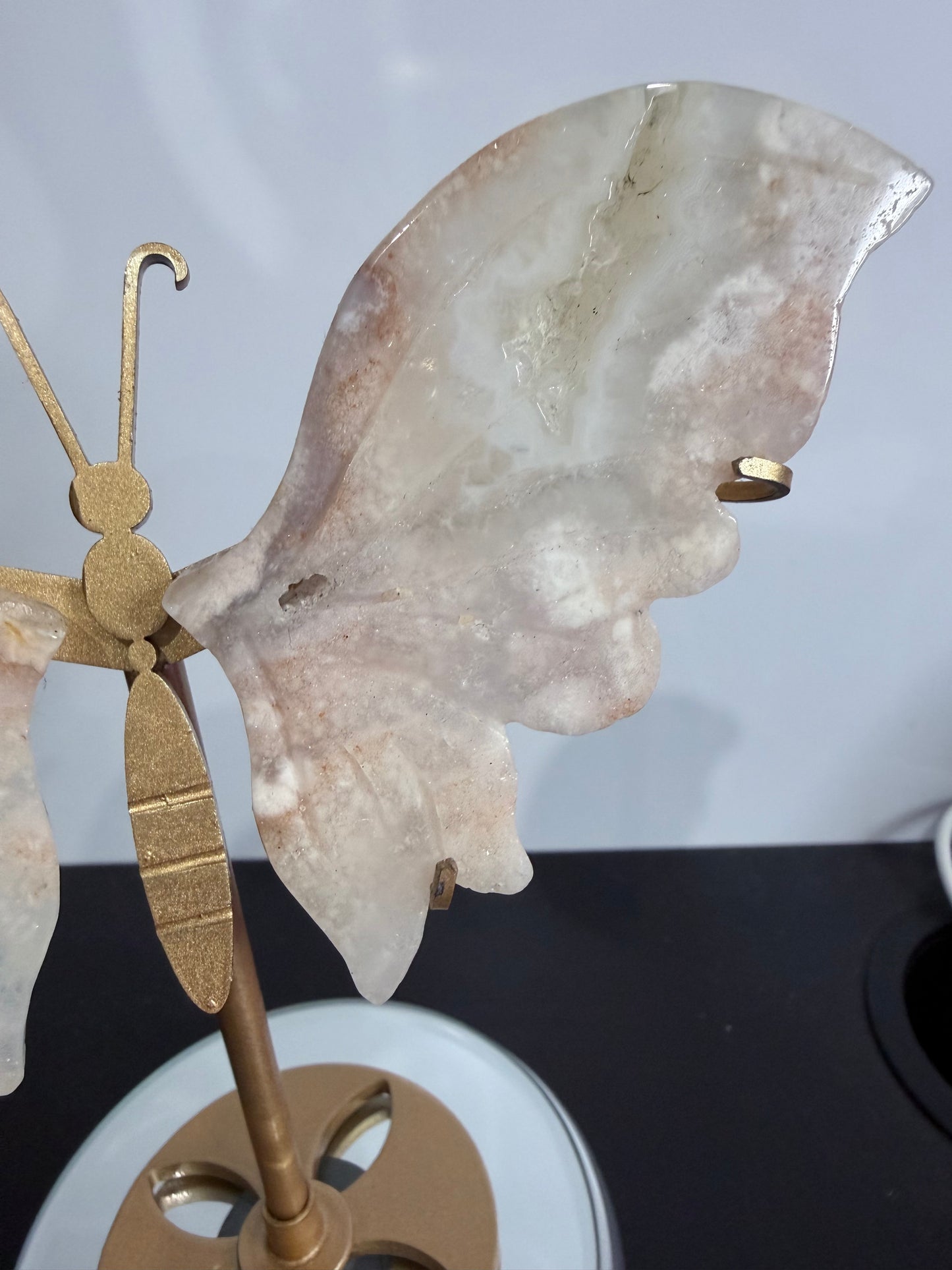 Flower Agate Butterfly Crystal Display on Stand – 15 cm