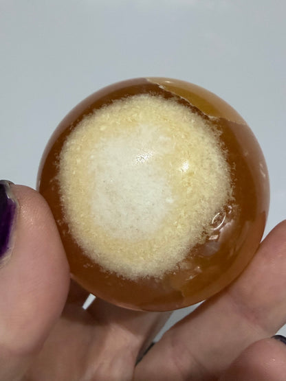 🍊 Orange Calcite Sphere – 5.6 cm | 260 g