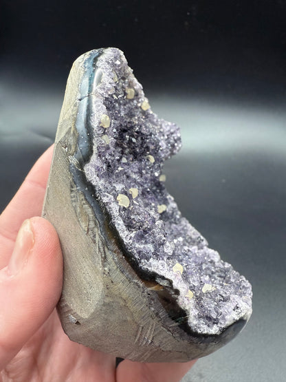 Black Amethyst with Calcite Cubes