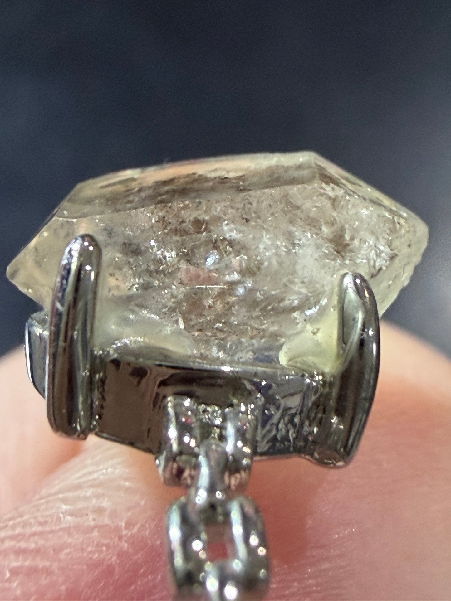 Natural Herkimer Diamond Quartz Ring | Double-Terminated Crystal D