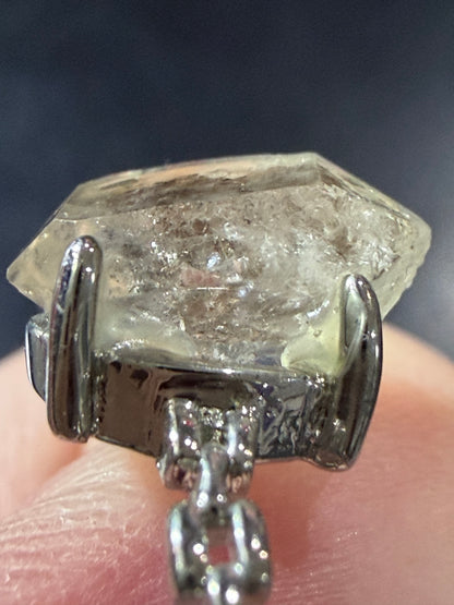 Natural Herkimer Diamond Quartz Ring | Double-Terminated Crystal D