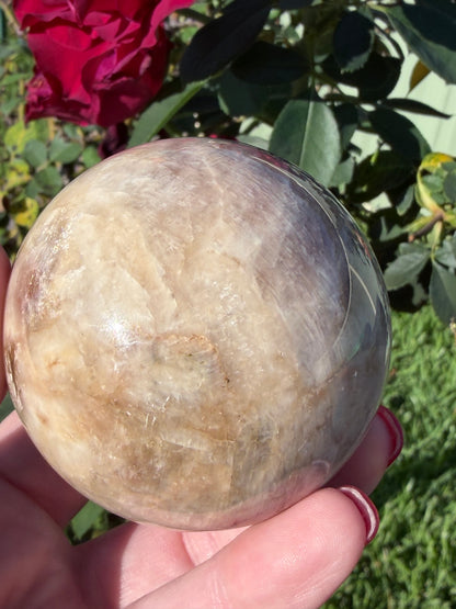 Blue Flash Moonstone Sphere – 6.2cm | 328g