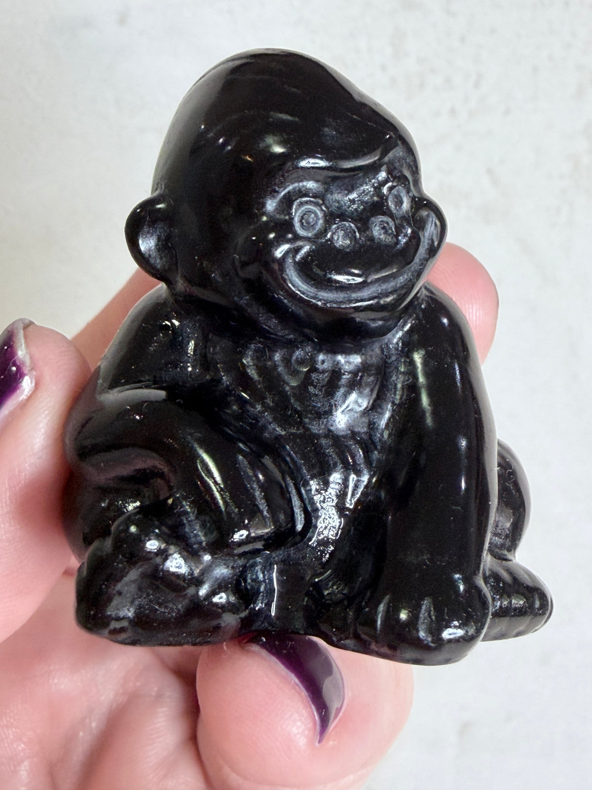 Black Obsidian Monkey Carving 5cm