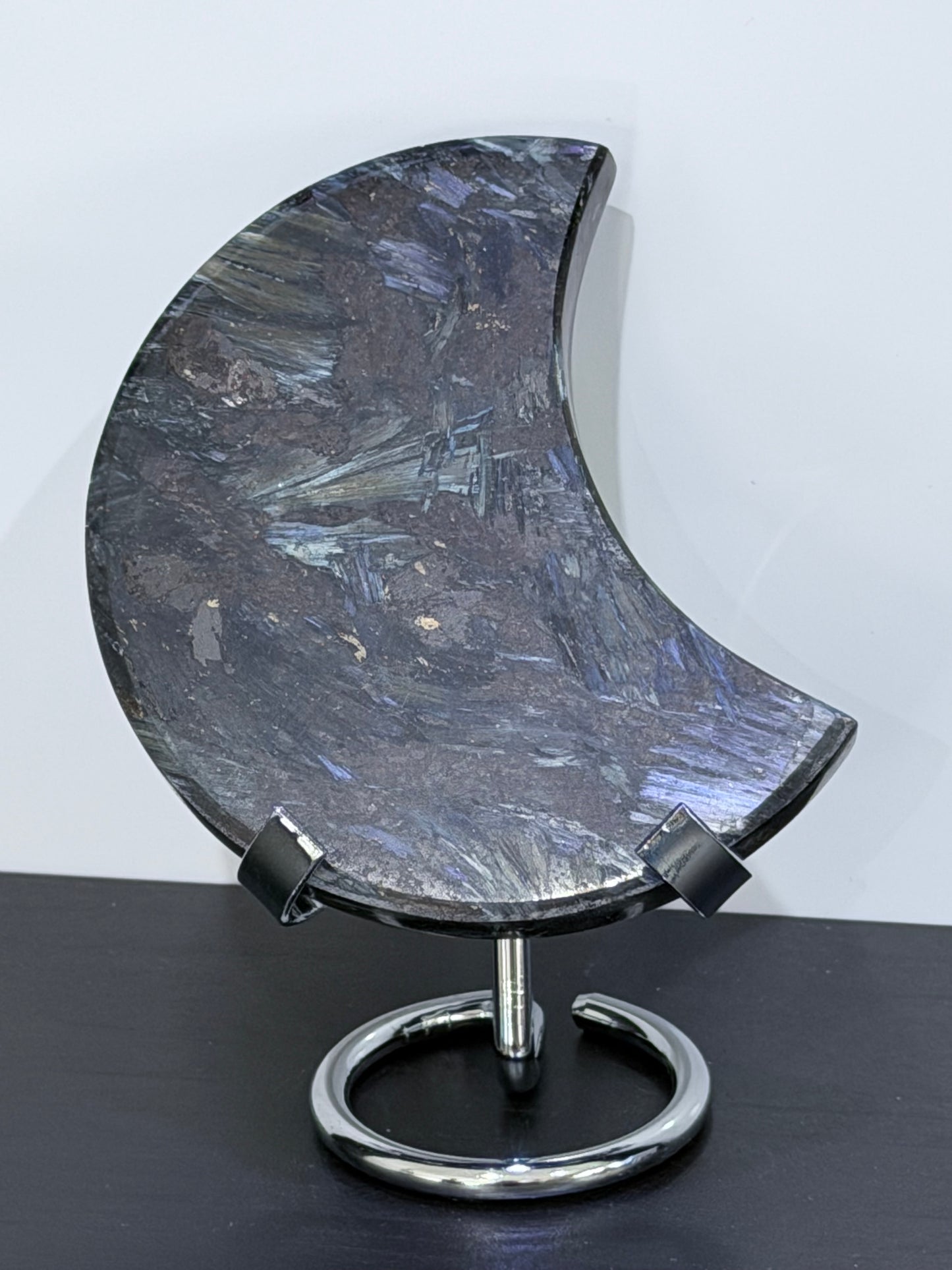 Arfvedsonite Crescent Moon with Stand – 182g