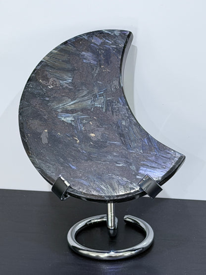 Arfvedsonite Crescent Moon with Stand – 182g