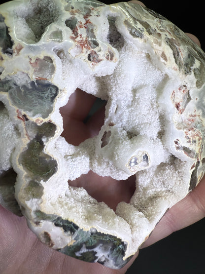 Unique Moss Agate Druzy Heart with Stand