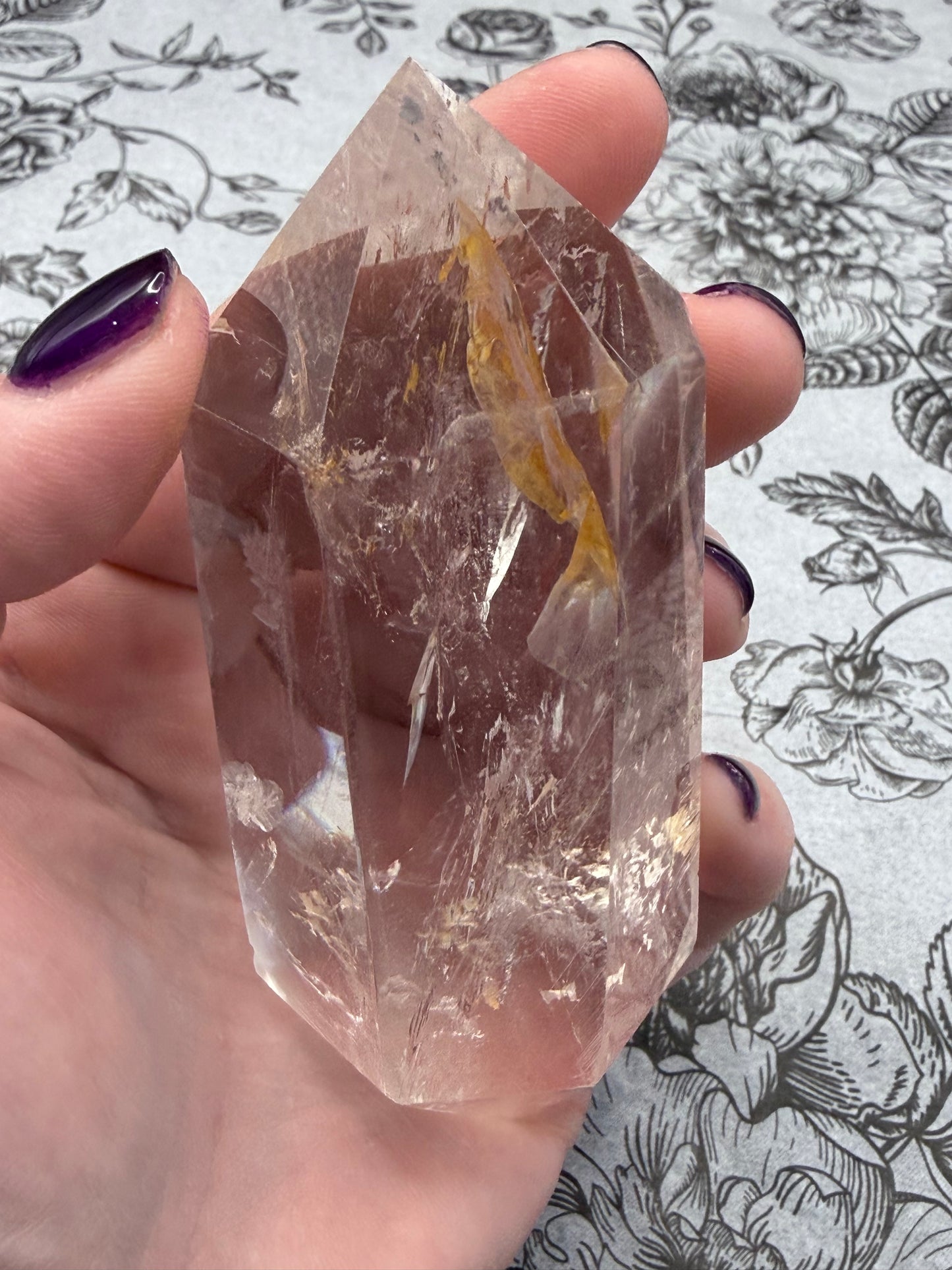 Clear Quartz Double Terminated Point with Golden Healer Inclusion (190g)