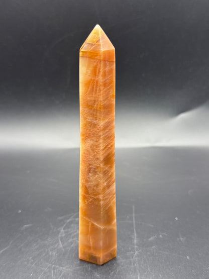 Peach Moonstone Tower with Blue Flash - Crystal wonderland By Lisa