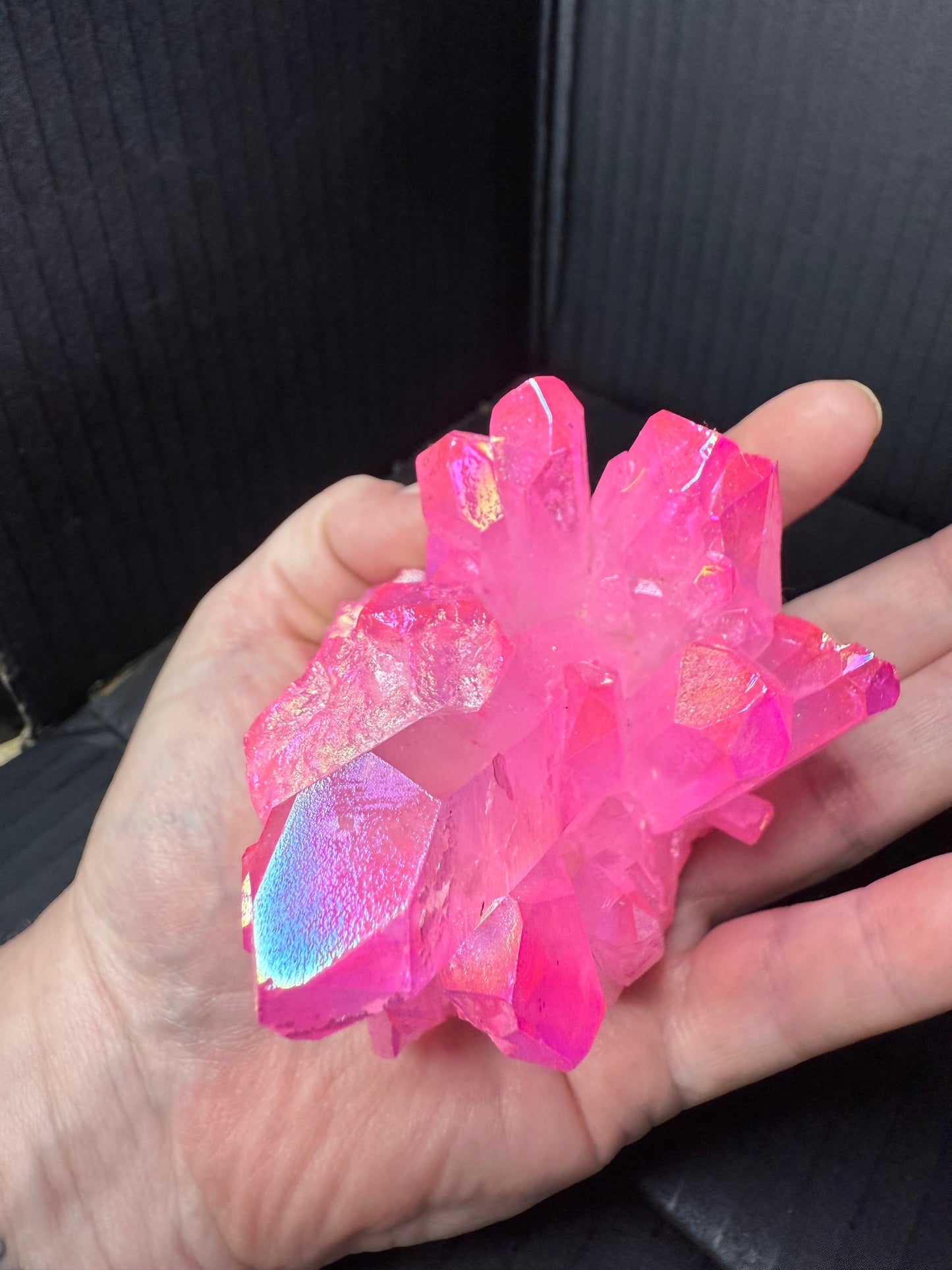Pink Aura Coated Quartz Cluster