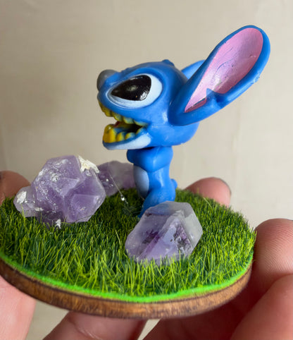 Cheeky Grin Stitch Amethyst Mini Crystal Garden – 4cm