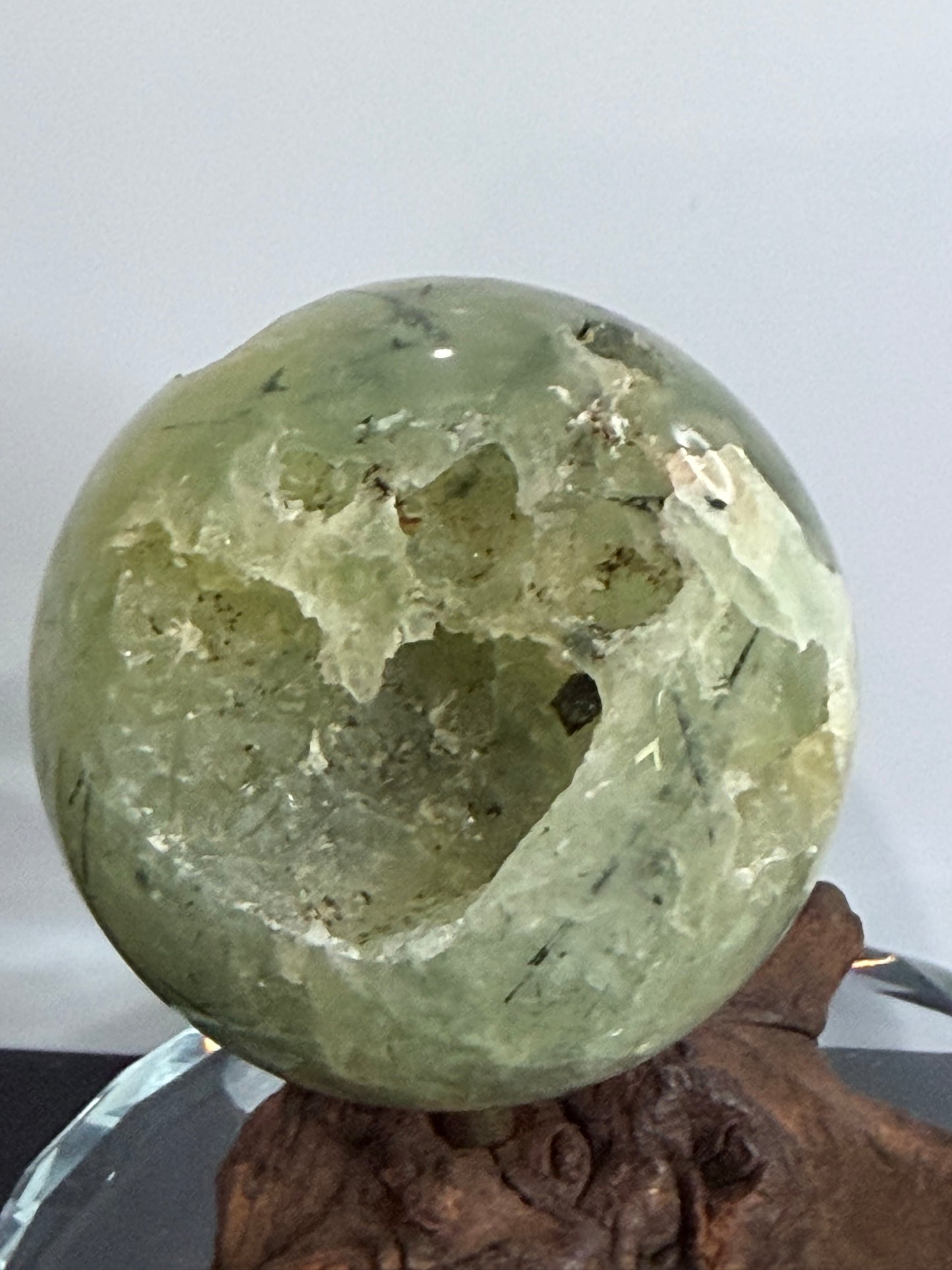 Prehnite with Epidote Inclusion Sphere D - 6cm