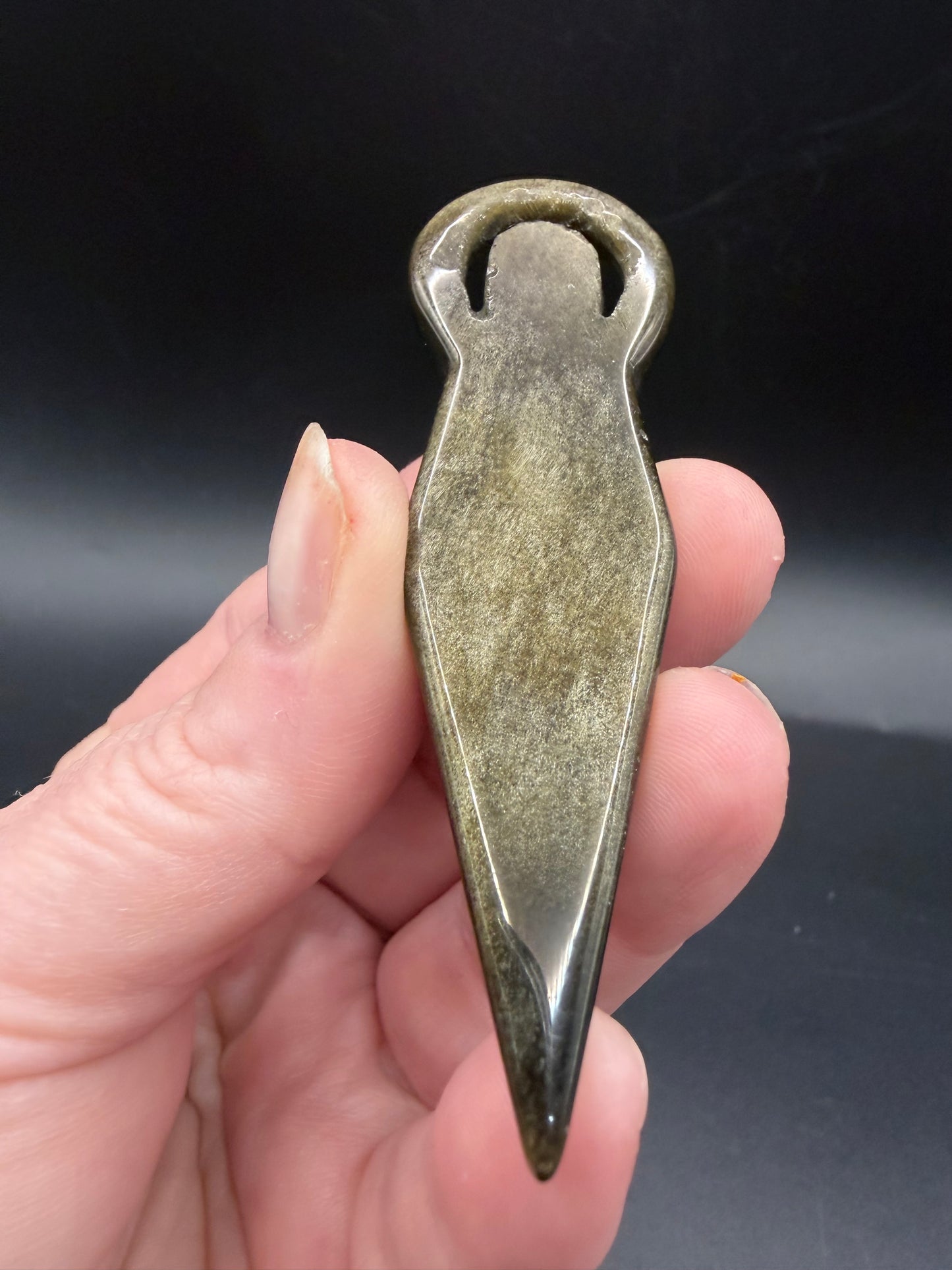Golden Sheen Obsidian Goddess Carving