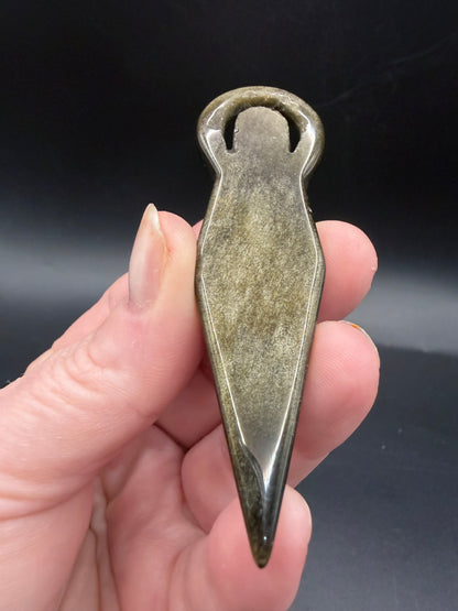 Golden Sheen Obsidian Goddess Carving