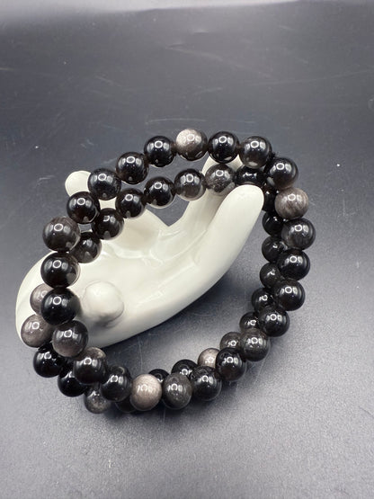 Silver Sheen Obsidian Bracelet