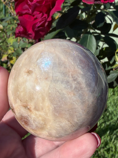 Blue Flash Moonstone Sphere – 6.2cm | 328g