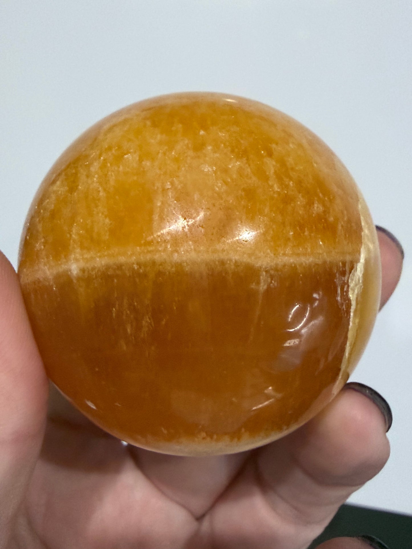 🍊 Orange Calcite Sphere – 5.6 cm | 260 g