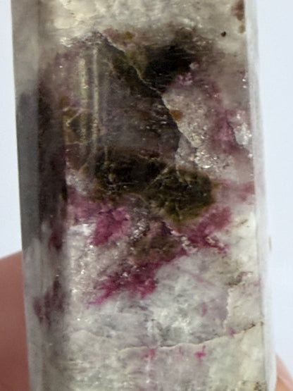 Pink Tourmaline in Quartz Crystal Tower – 8.9cm | 68g B