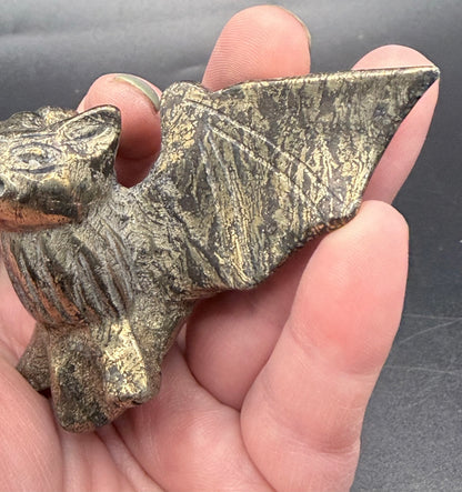 Pyrite Crystal Bat on Stand